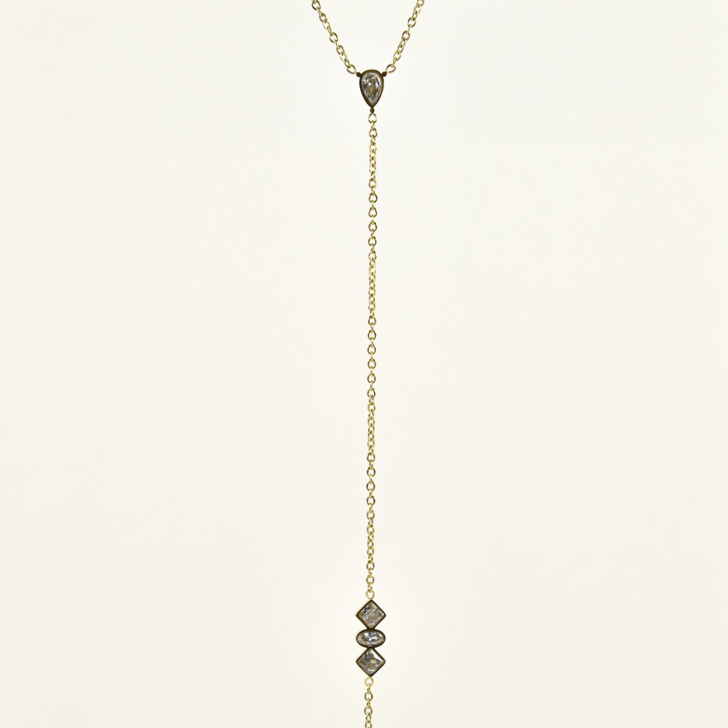 Collier Sautoir Vertical Doré Avec Pierres Et Strass - Acier Inoxydable, Style Festif