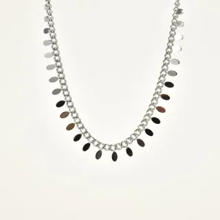 COLLIER PAMPILLES OVALES ACIER INOXYDABLE SILVER PETIT PRIX