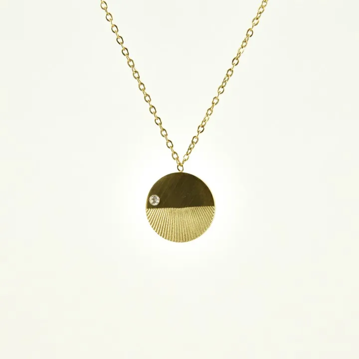 COLLIER ROND GRAVE STRASS ACIER INOXYDABLE GOLD PETIT PRIX