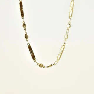 COLLIER PASTILLES RONDES ET RECTANGLE ACIER INOXYDABLE GOLD PETIT PRIX