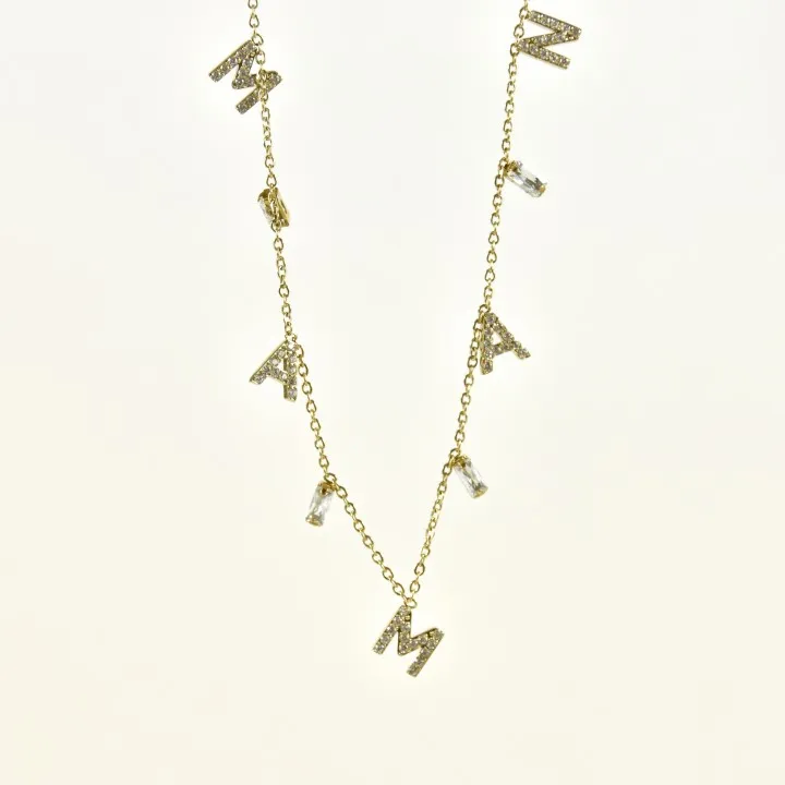 COLLIER MAMAN STRASS ACIER INOXYDABLE GOLD PETIT PRIX