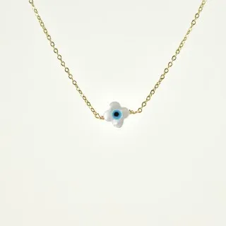 COLLIER OEIL TREFLE ACIER INOXYDABLE GOLD PETIT PRIX
