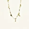 COLLIER LUNE ET STRASS ACIER INOXYDABLE GOLD PETIT PRIX