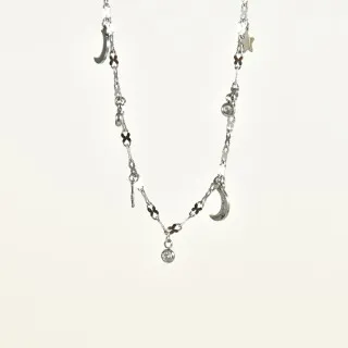 COLLIER LUNE ET STRASS ACIER INOXYDABLE SILVER PETIT PRIX