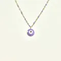 COLLIER PERLES ET OEIL MAUVES ACIER INOXYDABLE GOLD PETIT PRIX