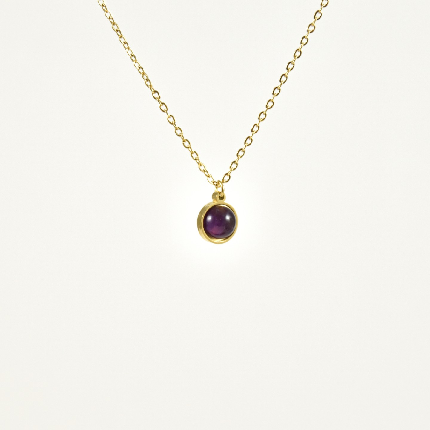 Collier Femme Améthyste Et Acier Inoxydable 'Dulcia' - Longueur Réglable 40-45cm, Neuf Avec étiquettes