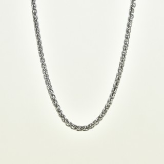 COLLIER MAILLE FINE TRESSEE ACIER INOXYDABLE SILVER PETIT PRIX