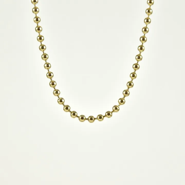 COLLIER MAILLE PERLES ACIER INOXYDABLE GOLD PETIT PRIX
