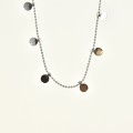 BRACELET PERLES GRIS METALLISE MEDAILLON ACIER INOX GOLD PETIT PRIX