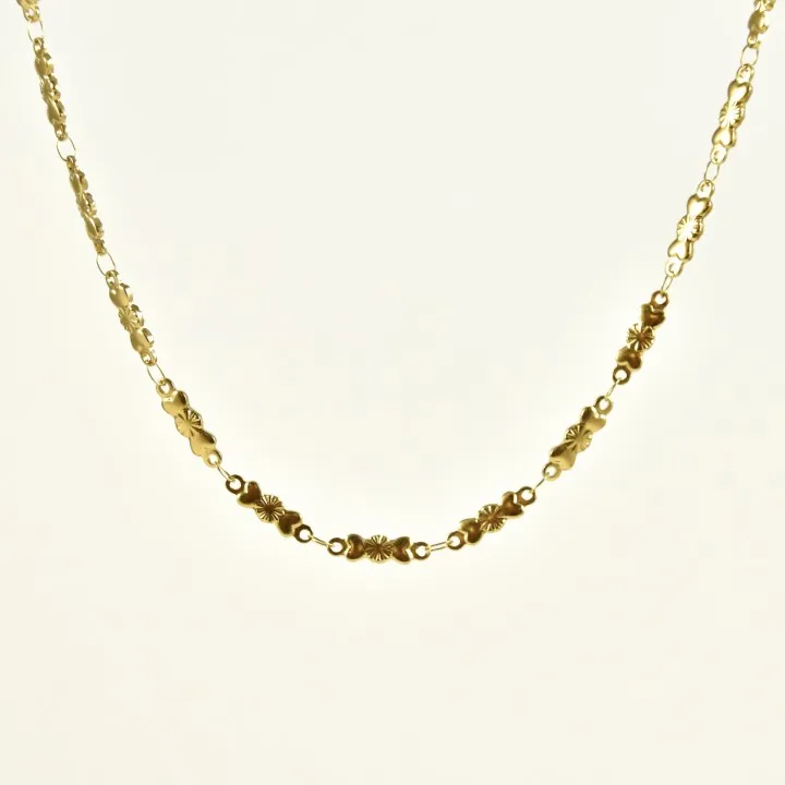 COLLIER MAILLONS COEUR PASTILLES PLIS ACIER INOXYDABLE GOLD PETIT PRIX
