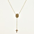 COLLIER MADONE ET CROIX ACIER INOXYDABLE GOLD PETIT PRIX