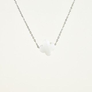 COLLIER TREFLE NOIR ACIER INOXYDABLE GOLD PETIT PRIX