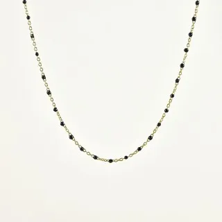 COLLIER PERLES NOIRES ACIER INOXYDABLE GOLD PETIT PRIX