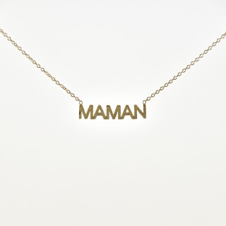 COLLIER MAMAN EFFET PIQUE ACIER INOXYDABLE GOLD PETIT PRIX