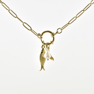 COLLIER MAILLE SERPENT ACIER INOXYDABLE GOLD PETIT PRIX
