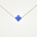 COLLIER TREFLE BLEU CLAIR ACIER INOXYDABLE GOLD PETIT PRIX