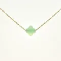 COLLIER TREFLE VERT CLAIR ACIER INOXYDABLE GOLD PETIT PRIX