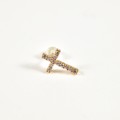 PUCE CROIX STRASS ACIER INOXYDABLE GOLD PETIT PRIX