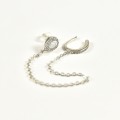 BOUCLE DOUBLE STRASS CHAINETTE ACIER INOXYDABLE SILVER PETIT PRIX