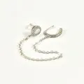 BOUCLE DOUBLE STRASS CHAINETTE ACIER INOXYDABLE SILVER PETIT PRIX