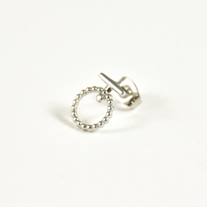 PUCE CERCLE ET TIGE ACIER INOXYDABLE SILVER PETIT PRIX