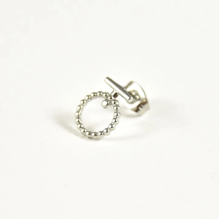 PUCE CERCLE ET TIGE ACIER INOXYDABLE SILVER PETIT PRIX