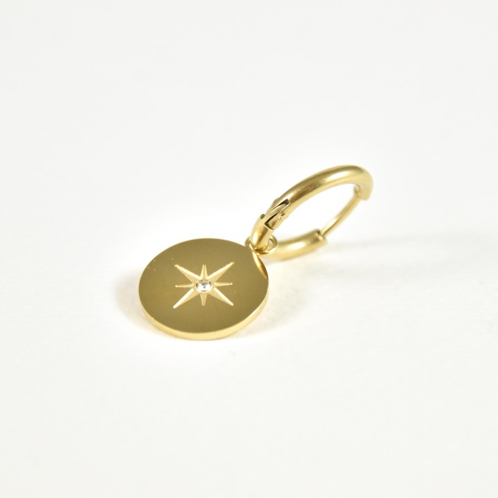 BOUCLE ETOILE STRASS ACIER INOXYDABLE GOLD PETIT PRIX
