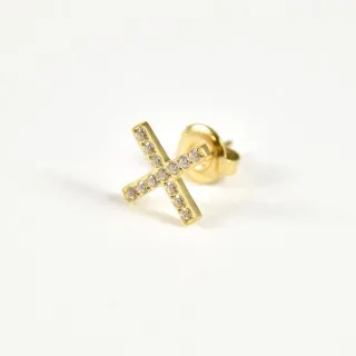 PUCE CROIX STRASS ACIER INOXYDABLE GOLD PETIT PRIX