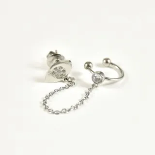 PUCE DOUBLE OEIL STRASS CHAINETTE ACIER INOXYDABLE SILVER PETIT PRIX