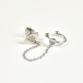 PUCE DOUBLE OEIL STRASS CHAINETTE ACIER INOXYDABLE SILVER PETIT PRIX