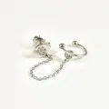 PUCE DOUBLE OEIL STRASS CHAINETTE ACIER INOXYDABLE SILVER PETIT PRIX