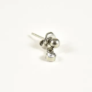 PUCE PERLE ET STRASS ACIER INOXYDABLE SILVER PETIT PRIX