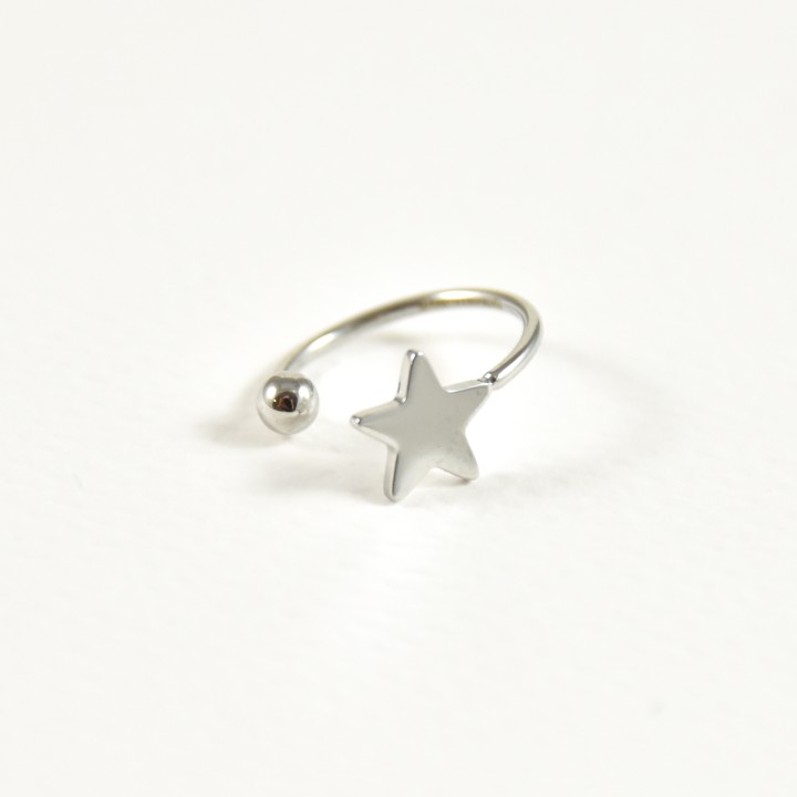 BAGUE D'OREILLE ETOILE ACIER INOXYDABLE SILVER PETIT PRIX