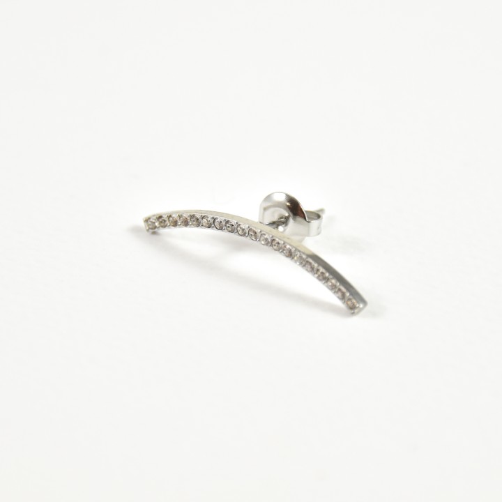 PUCE COURBE STRASS ACIER INOXYDABLE SILVER PETIT PRIX