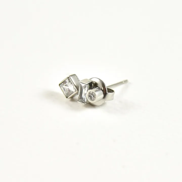 PUCE STRASS ACIER INOXYDABLE SILVER PETIT PRIX