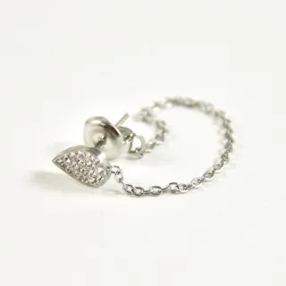 PUCE GOUTTE STRASS CHAINETTE ACIER INOXYDABLE SILVER PETIT PRIX