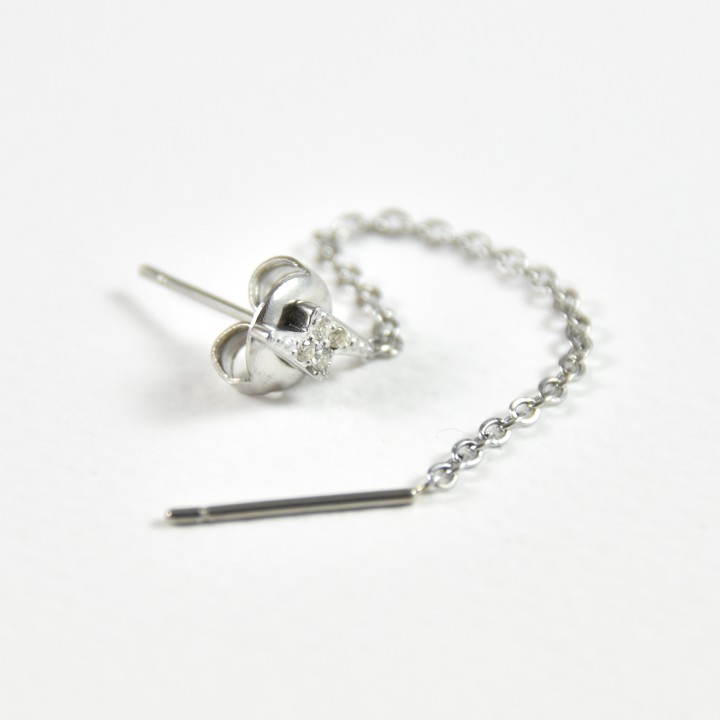PUCE ECLAIR STRASS CHAINETTE ACIER INOXYDABLE SILVER PETIT PRIX