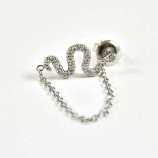 PUCE SERPENT STRASS CHAINETTE ACIER INOXYDABLE SILVER PETIT PRIX