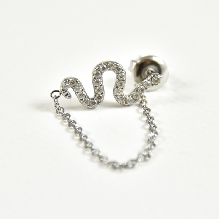 PUCE SERPENT STRASS CHAINETTE ACIER INOXYDABLE SILVER PETIT PRIX
