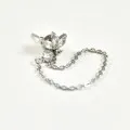 PUCE FLEUR STRASS ET CHAINETTE ACIER INOXYDABLE SILVER PETIT PRIX
