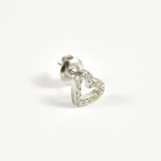 PUCE COEUR STRASS ACIER INOXYDABLE SILVER PETIT PRIX