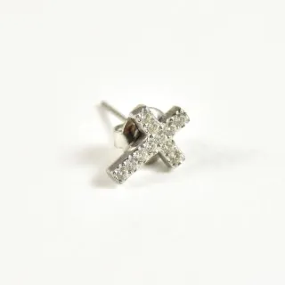 PUCE CROIX STRASS ACIER INOXYDABLE SILVER PETIT PRIX