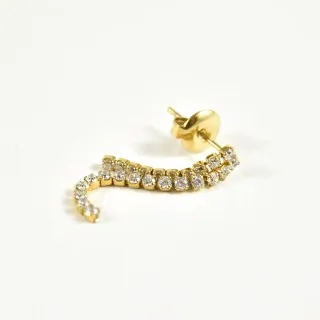 PUCE DEUX CHAINETTES STRASS ACIER INOXYDABLE GOLD PETIT PRIX