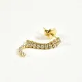 PUCE DEUX CHAINETTES STRASS ACIER INOXYDABLE GOLD PETIT PRIX