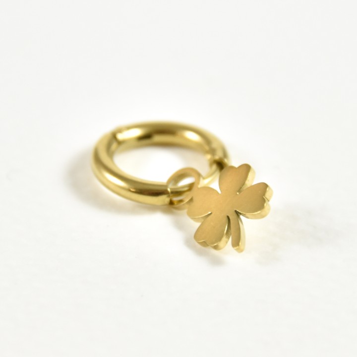 BOUCLE TREFLE ACIER INOXYDABLE GOLD PETIT PRIX