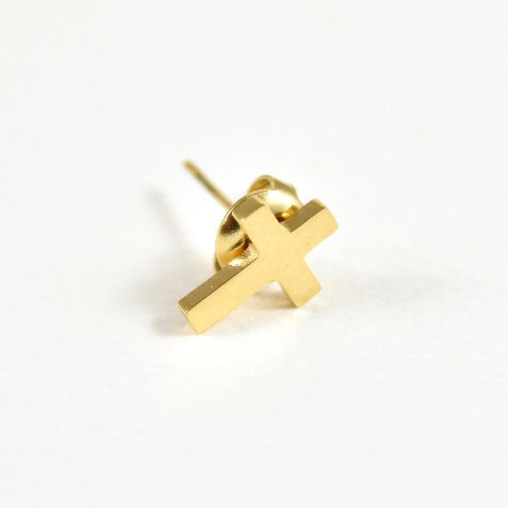 PUCE CROIX ACIER INOXYDABLE GOLD PETIT PRIX