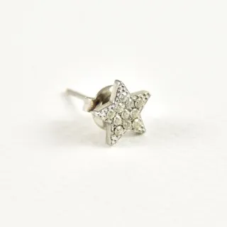 PUCE ETOILE STRASS ACIER INOXYDABLE SILVER PETIT PRIX