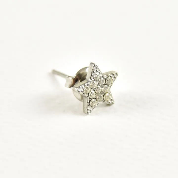 PUCE ETOILE STRASS ACIER INOXYDABLE SILVER PETIT PRIX
