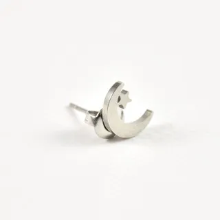 PUCE LUNE ET ETOILE ACIER INOXYDABLE SILVER PETIT PRIX