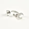 PUCE CREOLE PERLES LUNE STRASS INOXYDABLE SILVER PETIT PRIX